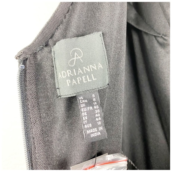 NWT Adrianna Papell Black Beaded Gown Size 8 - Picture 7 of 12